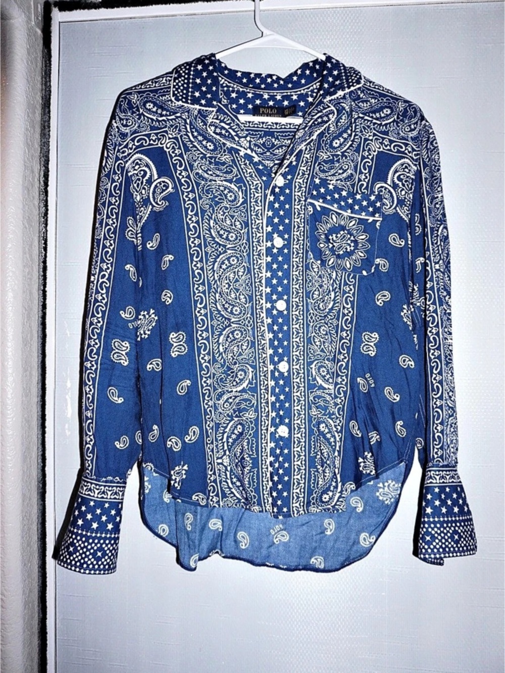 Polo Ralph Lauren Paisley Button Down Shirt in Blue & White